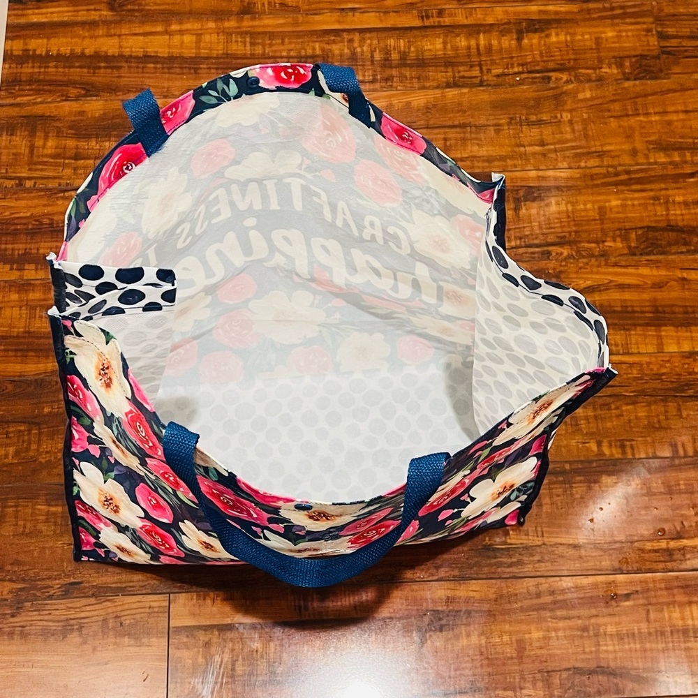 Micheals XLarge Floral Tote shopping bag reusable eco friendly - Picture 4 of 11